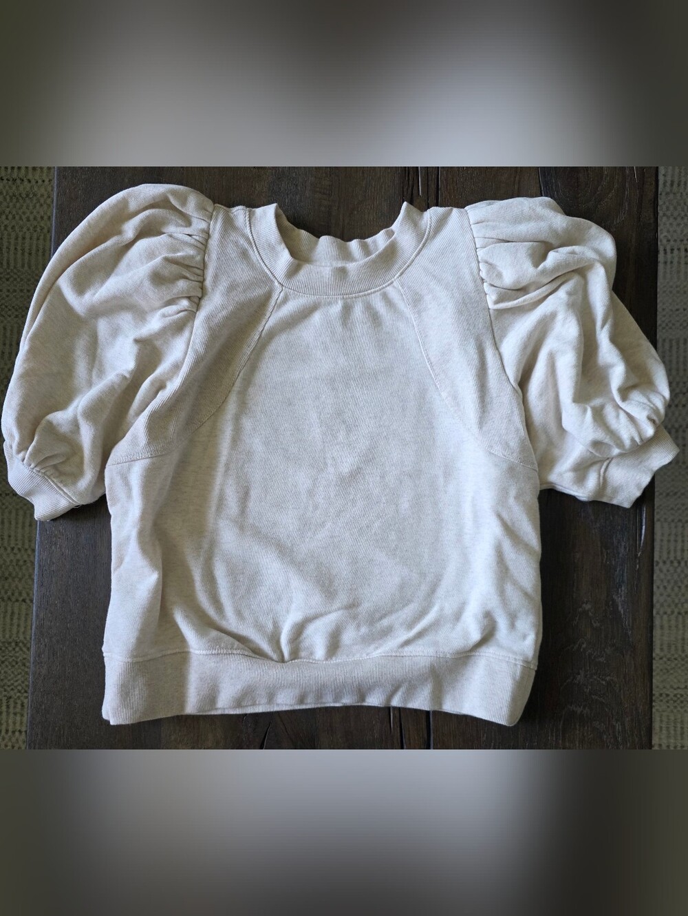 Anthropoligie Maeve Puff Sleeve Oatmeal Sweatshirt Size M